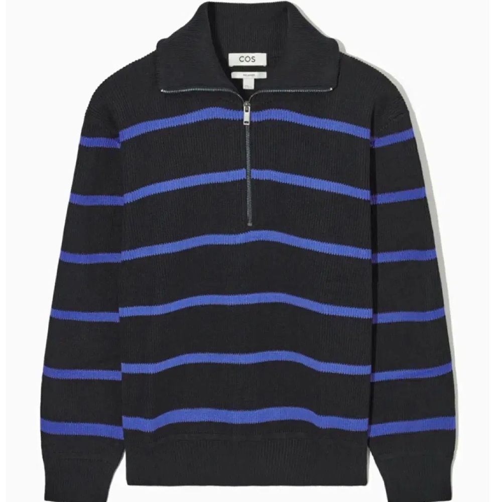 COS 100% cotton blue and black striped sweater